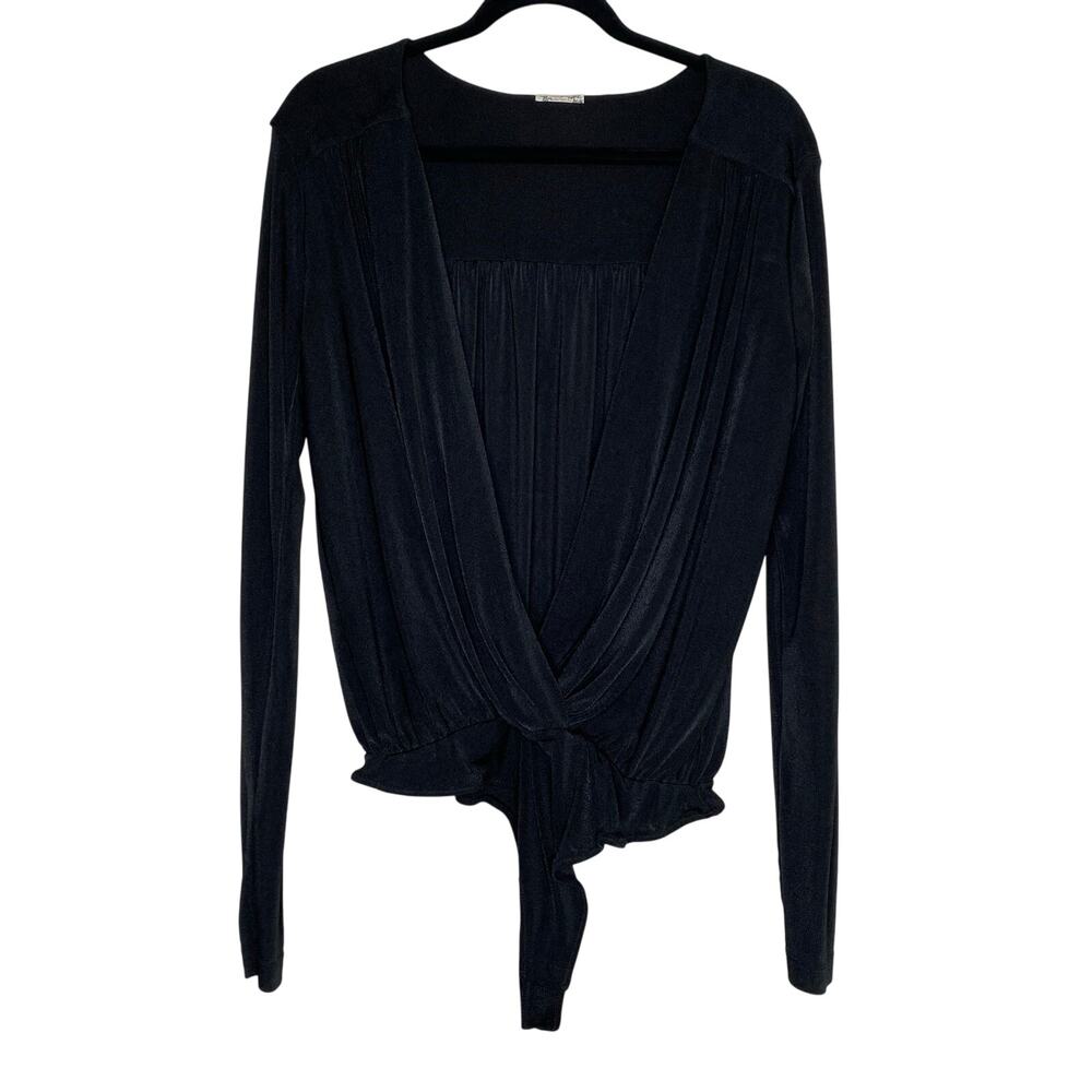 Free People Intimately Black Turnt Bodysuit Thong Snap Closure Size Large